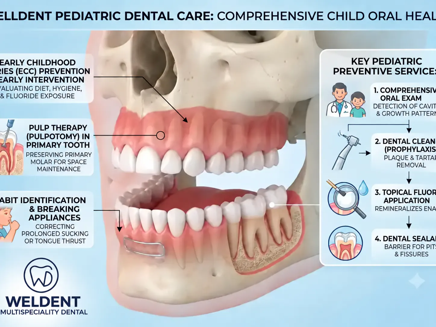 Pediatric dentistry and child care treatment information from Weldent Dental